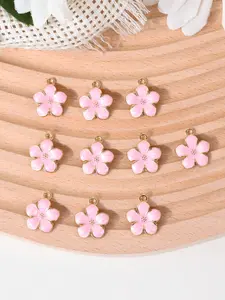 10 Cute Sweet Cherry Blossom Daisy Pendants, DIY Jewelry Making Kit, Ear Rings, Necklaces, Bracelets, Keychains, Daily Accessories