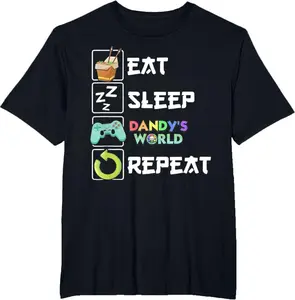 Eat Sleep Dandy’s World Repeat Funny Gaming Saying Meme Cute T-Shirt, Sprunkii Game T-Shirt, Cute Dandy Lover Funny World Sprunki Toys Unisex-Kids Black Small Birthday, Dandy And Pebble World Birthday Dandy's Costume For Kids, Birthday Girl Outfit