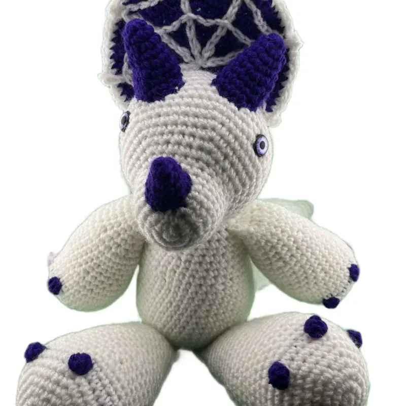 Crochet Triceratops with Purple Spiderweb Frill