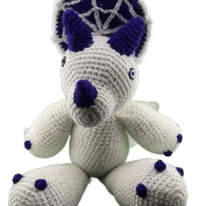 Crochet Triceratops with Purple Spiderweb Frill