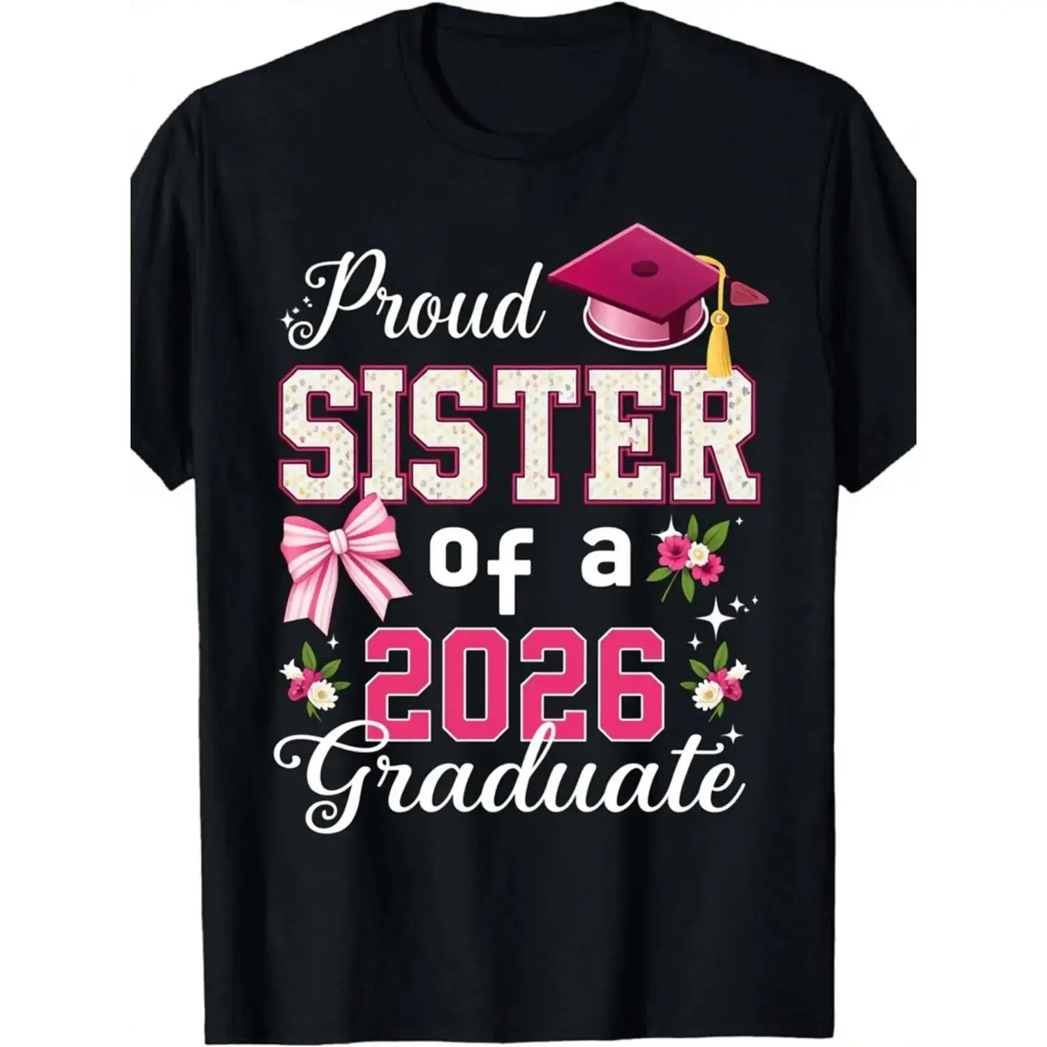 Women's 2026 Graduate Sister T Shirt Soft Lightweight Crewneck Tee with 2026 Number Design Casual Graduation Party Outfit Casual Attire for Sister Celebrations Regular Fit H Line Short Sleeve Top
