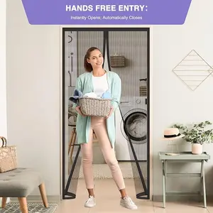 Magnetic Screen Door, Self Sealing Screen Door, Heavy Duty Door Screen Magnetic Closure Keep Bugs Out, Retractable Screen Door Mesh - Pet and Kid Friendly