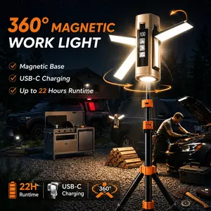 High-lumen retractable foldable camping light, portable LED flashlight, USB rechargeable dimmable tent light, 360° adjustable and hangable floodlight & work light, suitable for camping, hiking and fishing,summervibes