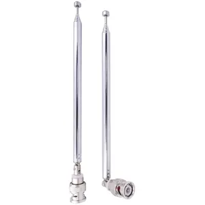 (2 Pack) BNC Radio Antenna with BNC Male Plug Jack Connector Adapter Telescopic Stainless Steel HF VHF UHF BNC Antenna