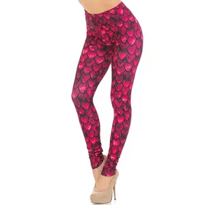Creamy Soft Red Dragon Scale Leggings - USA Fashion - 100% Opaque - Luxurious All-Day Comfort - HD Laser Print Design - No Fading - No Color Bleed - No See Through - Amazing Body-Hugging Premium Women's Leg Fashion
