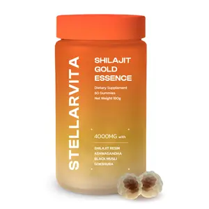 Stellarvita Himalayan Shilajit Gold Essence Gummies - 4000mg Per Gummy with Ashwagandha, Black Mustard & Gokshura - 60 Gummies - Promotes Focus, Cellular Energy & Stress Relief Healthcare Natural -  Fitness - Dietary Supplements-3rd-Party Lab Tested