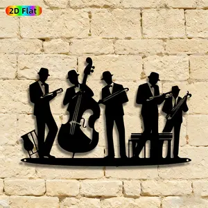 1Pc Jazz Band Metal Wall Art, Dynamic Jazz Musician Sculpture Mural, Rust-Resistant, Ideal for Living Room Wall & Garden Fence, Perfect Christmas & New Year Gift for Music Decor Lovers, Unique Music-Inspired Home Decor