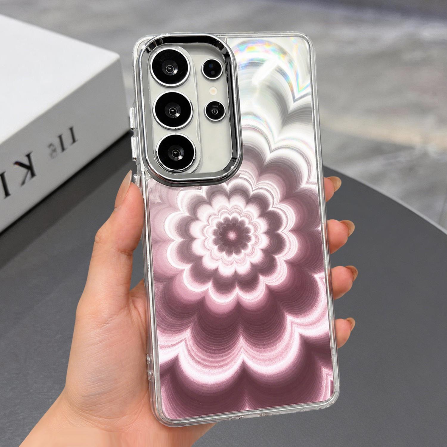 Glitter Shiny 3D Blooming Flower Phone Case for SamSung Galaxy S26 Ultra/S26+/S25 S24FE ,Soft Silicone Slim Clear Shockproof Protective Cover Phone Case for Women Girls