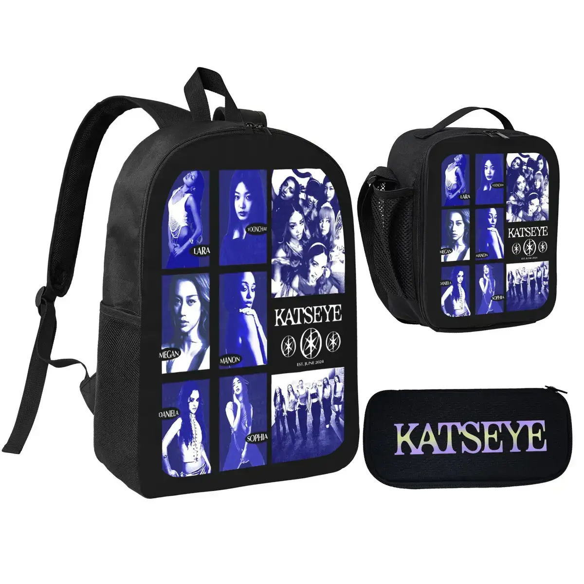 Katseye Unisex Child School Backpack Set with Lunch Bag, Pencil Bag – Ideal Gift Daypack for Boys and Girls