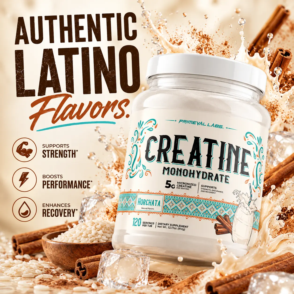 Creatine Monohydrate Powder - 120 Servings and Travel Sticks, Agua Fresca Flavors, Zero Sugar