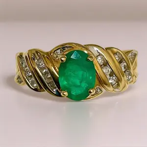14kt Yellow Gold Emerald and Diamond Ring