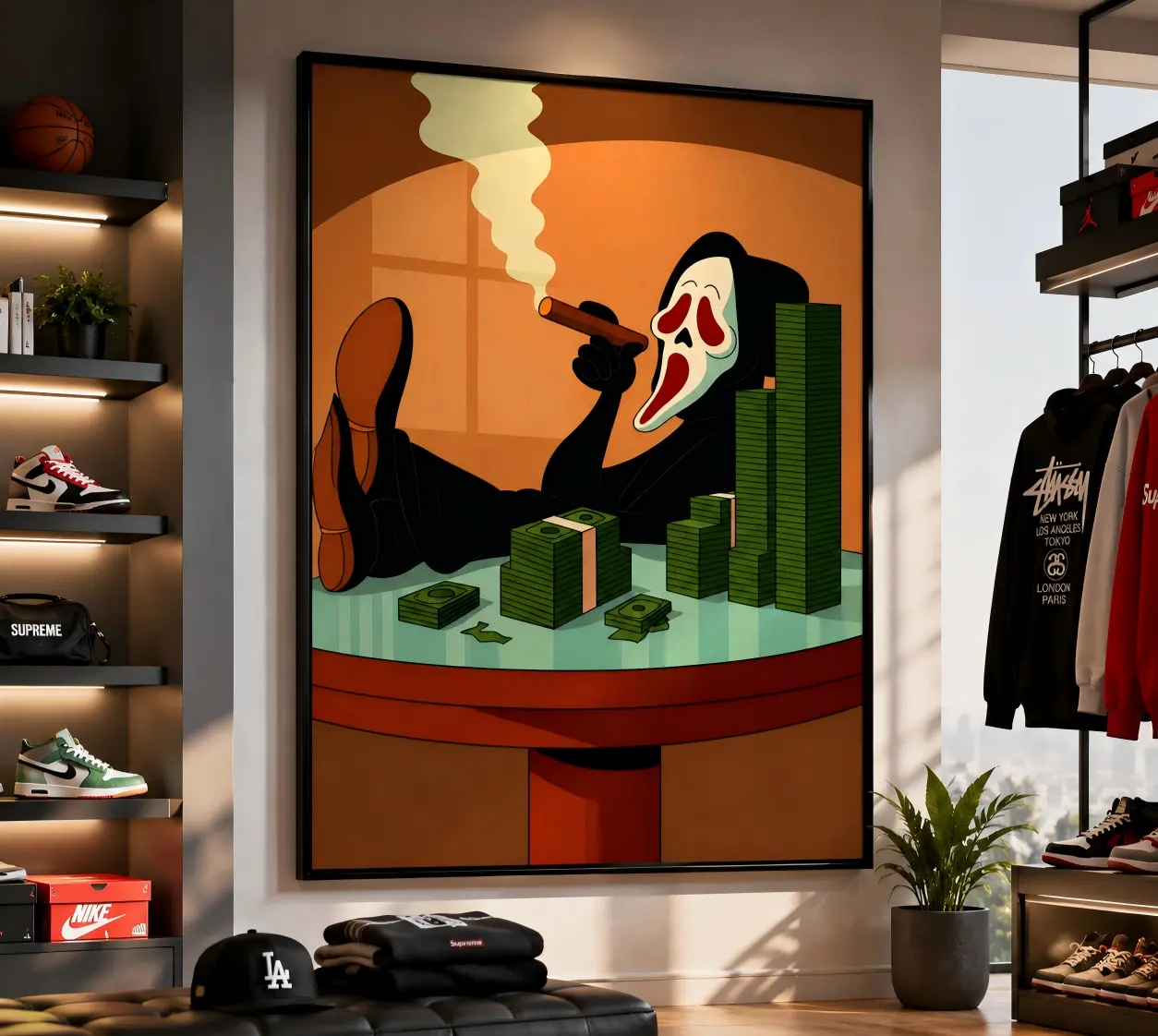 Ghostface MoneyWealth Character Canvas Printing Wall Art Funny Horror Movie Wall Art, Rich Ghost PosterPrints Modern Pop Culture posters for Living Room Office Game Lounge Wall Decor cool stuff for room bedroom styling Unique Gift fall decor 2026