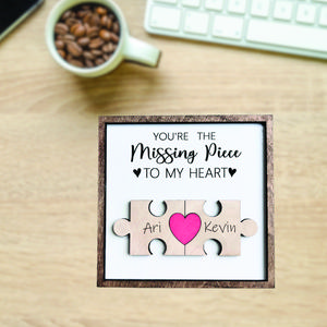 Missing Piece of My Heart Plaque, Couple Heart Puzzle Sign, Home Decor, Love Decorations, Gift for Her/Him, Valentines Day Couple