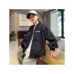 Boys' Spring and Autumn 2026 New Fashion Baseball Jacket |   Stylish Long Sleeve Crew Neck Jacket with Alphabets Pattern, Fiber Lining, Casual Fit