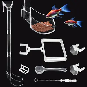 Shrimp Feeding Tube and Dish Set for Aquarium Fish - Clear Feeder Tube with Feeding Ring & Cleaning Brush - Prevents Food Scattering in Fish Tank