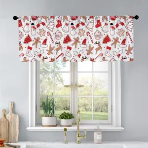 1pc Christmas and New Year printed kitchen curtains Christmas Pattern. Christmas and New yea curtains valance window treatment living room bedroom home decor 54 x 18 inch Home Decoration Curtain