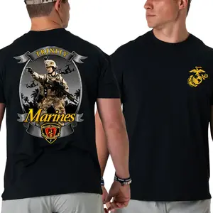 U.S. Marines Trinity T-Shirt – Military Graphic Tee, Soft Cotton Blend Shirt, Patriotic Marine Corps Apparel for Men & Women, USMC Gift