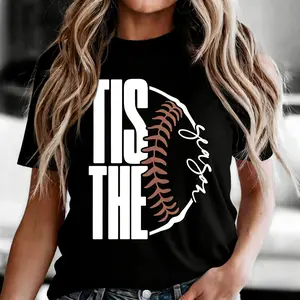 Vintage Baseball Tee Retro Tis the Season Baseball Tshirt Sports Game Day T-Shirt Womenswear Casual Sublimation Print Top Baseball Tee Sports Mom Tshirt