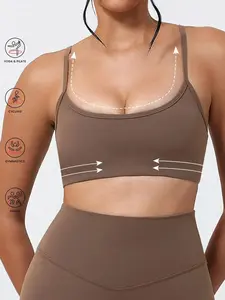 Women's Pilates Yoga Bra Sports Bras Anti-Shock Gathered Back Support Gym Workout Tank Top Plain Color Removable Pads U-Neck Design All Seasons Activewear Supportive Breathable Sporty Low Rise, casual chic, trending now, nice look