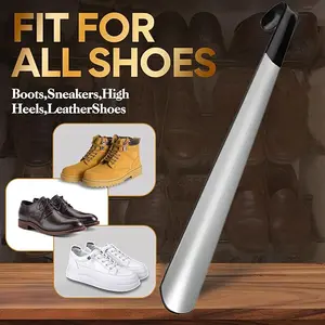 Shoehorn Spoon Stainless Steel Shoe Horn Long Handle 16.5Inch, Long Shoehorn Sturdy for Senior Men Women with hand