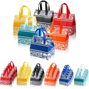 24 Piece Mixed Color Floral Pattern Insulated Takeout Bags, Reusable PP Material, Suitable for Cakes, Pearl Milk Tea, Grocery Shopping, Picnics
