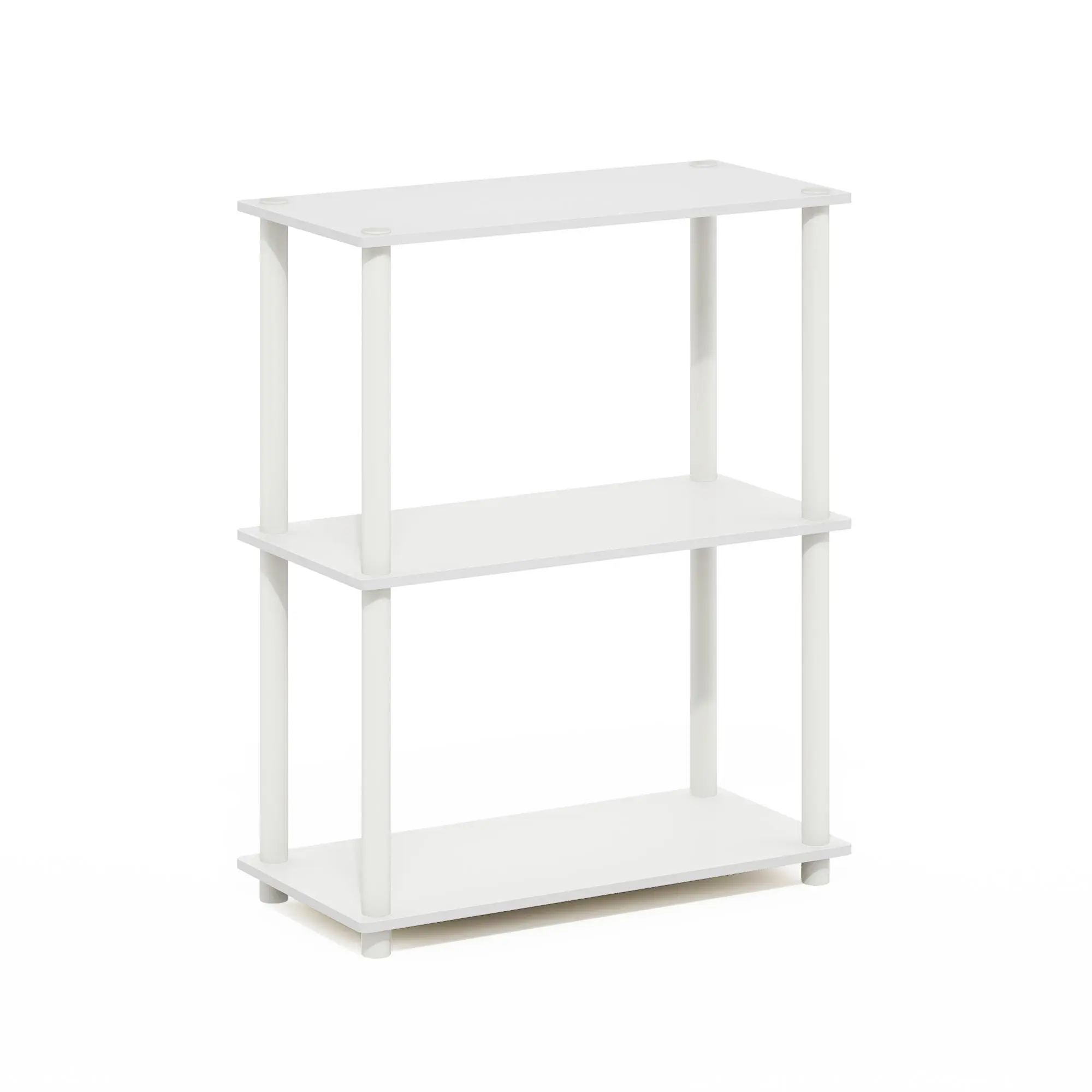 TURN-N-TUBE Storage Shelves, 3-Tier Book Shelf, Corner Shelf, Toolless Open Shelves, for Organization and Storage, Living Room, Garage, Home Office, White - Bookshelf Book Rack