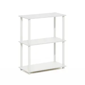 TURN-N-TUBE Storage Shelves, 3-Tier Book Shelf, Corner Shelf, Toolless Open Shelves, for Organization and Storage, Living Room, Garage, Home Office, White - Bookshelf Book Rack