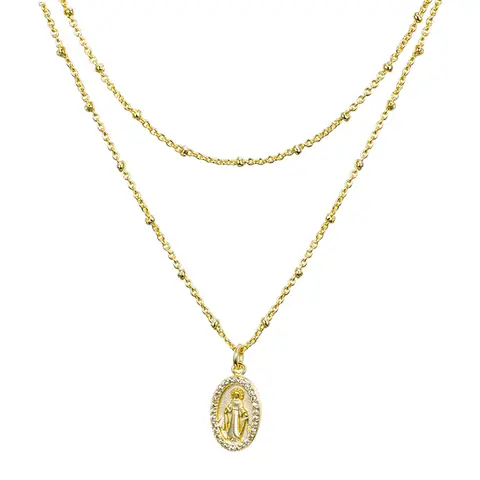 EVRY JEWELS Gold or Silver Plated Women's Hypoallergenic Sunday Sweetheart Layered Necklaces