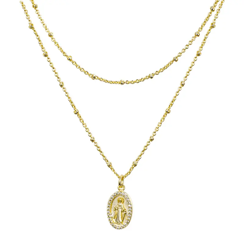 EVRY JEWELS Gold or Silver Plated Women's Hypoallergenic Sunday Sweetheart Layered Necklaces