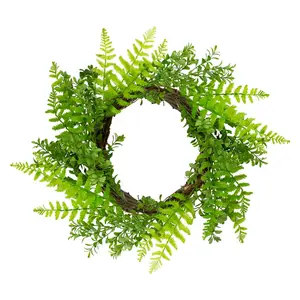 Northlight Fern Leaf Springtime Wreath  Green -18-Inch