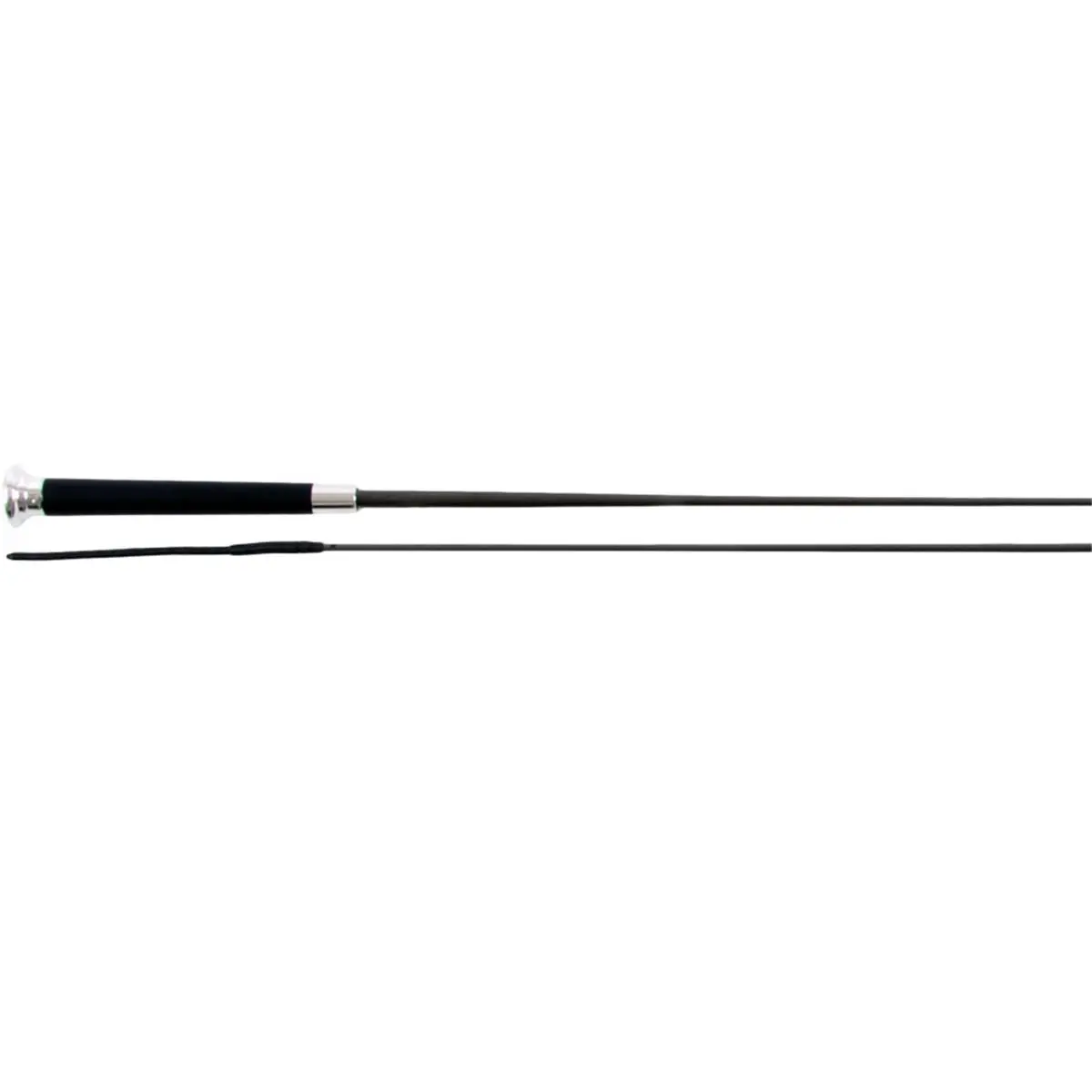 212 MAIN Equestrian Dressage Whip, 36 in. Black Lacquered Fiberglass Shaft with Soft Rubber Grip and Chrome Mushroom Cap, Fiber Glass