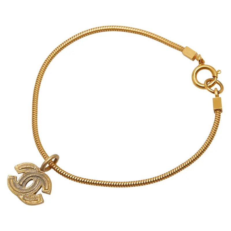 Pre-owned CHANEL Brass Small Leather Goods Coco Mark Bracelet