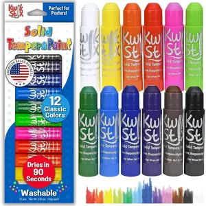 Solid Tempera Paint Sticks, 12 Colors, Washable Paint Sticks for Kids, Super Quick Drying, Non-Toxic, Allergen Free, Classic Rainbow Colors, Ideal for Kids and Toddlers