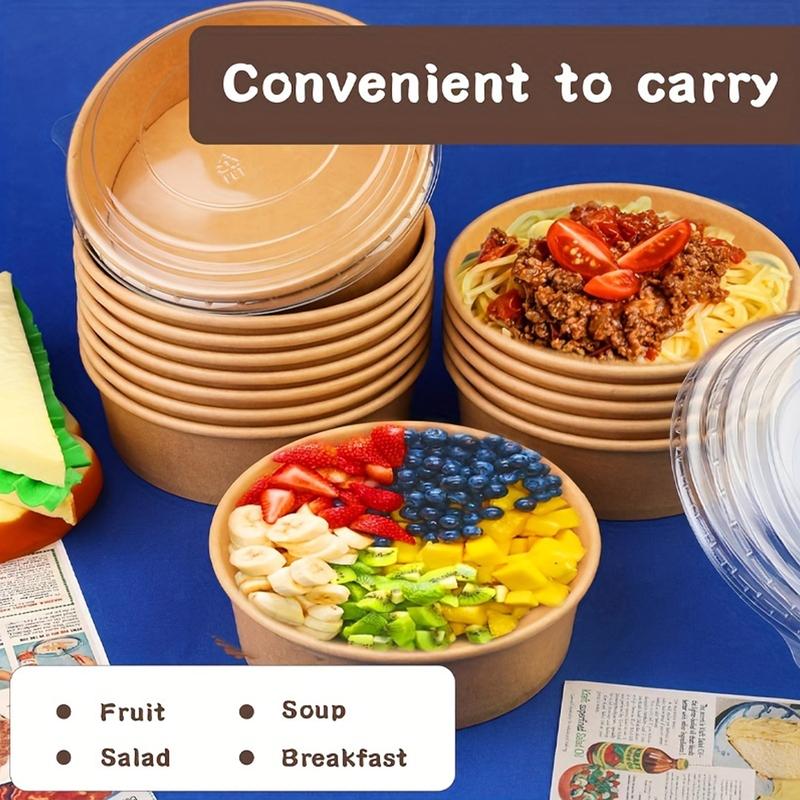 17oz/500ML Disposable Paper Bowls with Lids, Disposable Tableware, 25/50/100 Pieces Set, Party Supplies Bulk Supply, Suitable for Cold & Hot Food/soup