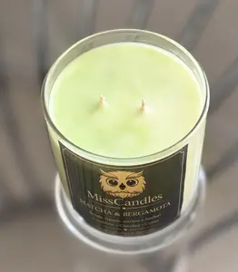 MissCandles Matcha & Bergamota Scented Candle 8 oz Fresh Citrus Herbal Aroma for Festive Settings Ideal for Small Spaces Classic Design