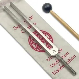 174 Unweighted Silver Solfeggio Chime Frequency Tuning Fork for Healing with Carry Bag and Striker - Sound Healing and Biofield Harmonization - Sound Healing Instruments, Sound Therapy Tools | Silver