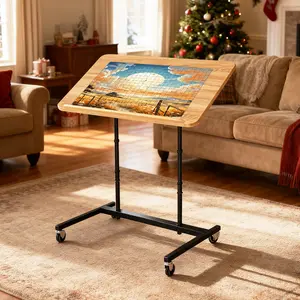 New Arrival Rolling Jigsaw Puzzle Table with Wheels - Adjustable Height, Pneumatic Tilt, Extra Large for 1500 Pieces, Portable Puzzle Cart (Black) , Black Friday Must-Have, Premium Practical Gift for Puzzle Enthusiasts Wooden