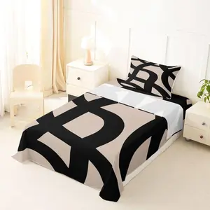 Black and Dark Tan Sheet Set Modern Sheets with Deep Pocket Fitted Sheet for Kids Teens Adults Abstract Neutral Art Bed Sheets Set Abstarct ArtBedding