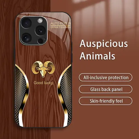 Wood Grain Zodiac Mobile Phone Case for iPhone 16 Pro Max - High-End Luxury Business Style, Explosion-Proof, Anti-Fall, Anti-Fingerprint, Affordable Casing, Phone Protection Accessory, Cover 995