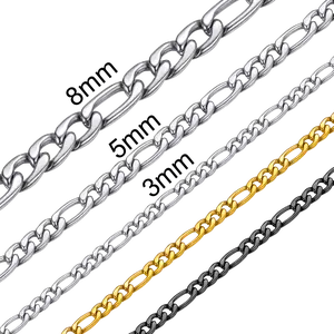 FaithHeart Figaro Chain Necklace Stainless Steel For Unisex 3MM 5MM 9MM