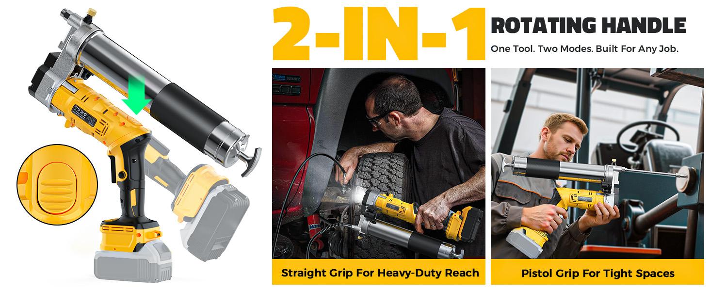 Cordless Grease Gun Compatible with DeWalt/Milwaukee Battery(NO BATTERY!), 12000PSI Dual Pistol&in-Line Grip, Works with Bulk & Cartridge Grease, with 39" Hose&4Couplers toolupgrade Cordless Grease Gun Compatible with DeWalt/Milwaukee Battery(NO BATTERY!), 12000PSI Dual Pistol&in-Line Grip, Works with Bulk & Cartridge Grease, with 39" Hose&4Couplers toolupgrade