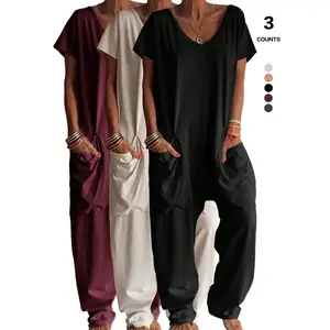 2026 Oversized Women’s Harem Jumpsuit, Bohemian Style One-Piece Romper, Casual Fashion with Side Pockets, Spring & Summer Wear GARMENTARY