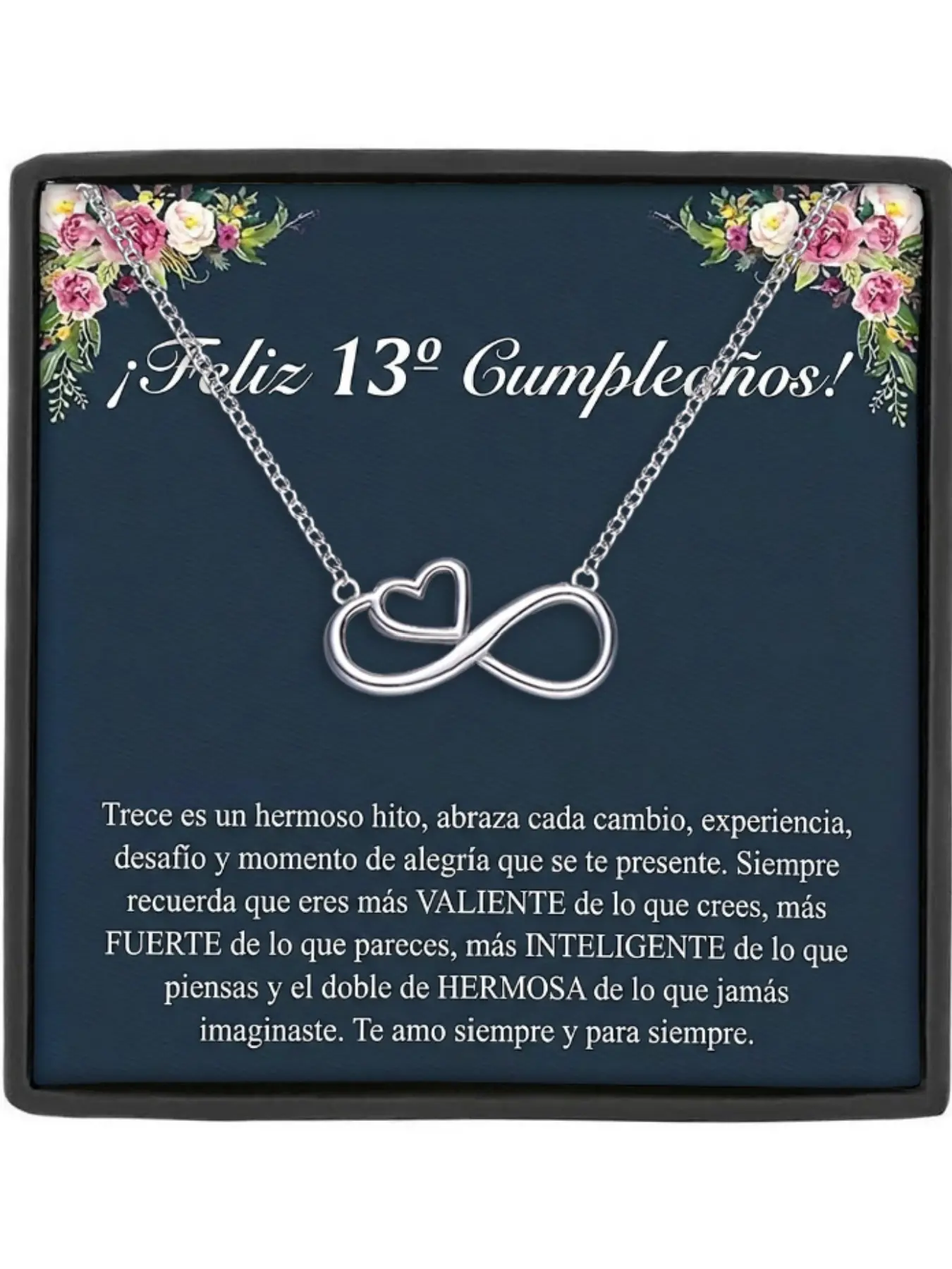 13th Birthday Necklace Infinity Heart Necklace for Her Eternal Love Necklace Mom To Daughter Gift Inspirational Jewelry Gift