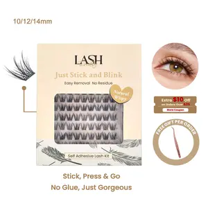 Lashterally C-Curl Self-Adhesive Lashes Clusters Kit, Glue-Free 90 Cluster Lashes with Easy Removal, 10mm/12mm/14mm Lengths for Flawless Makeup (Beauty & Personal Care Cosmetic)
