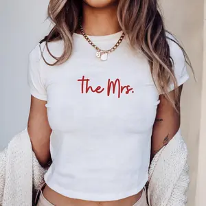 The MRS Baby Tee, Custom Bride Crop Top, Wedding Gift for Her, Newlywed Bridal Shower Gift, Honeymoon Bachelorette Y2k 90s Style Baby Tee