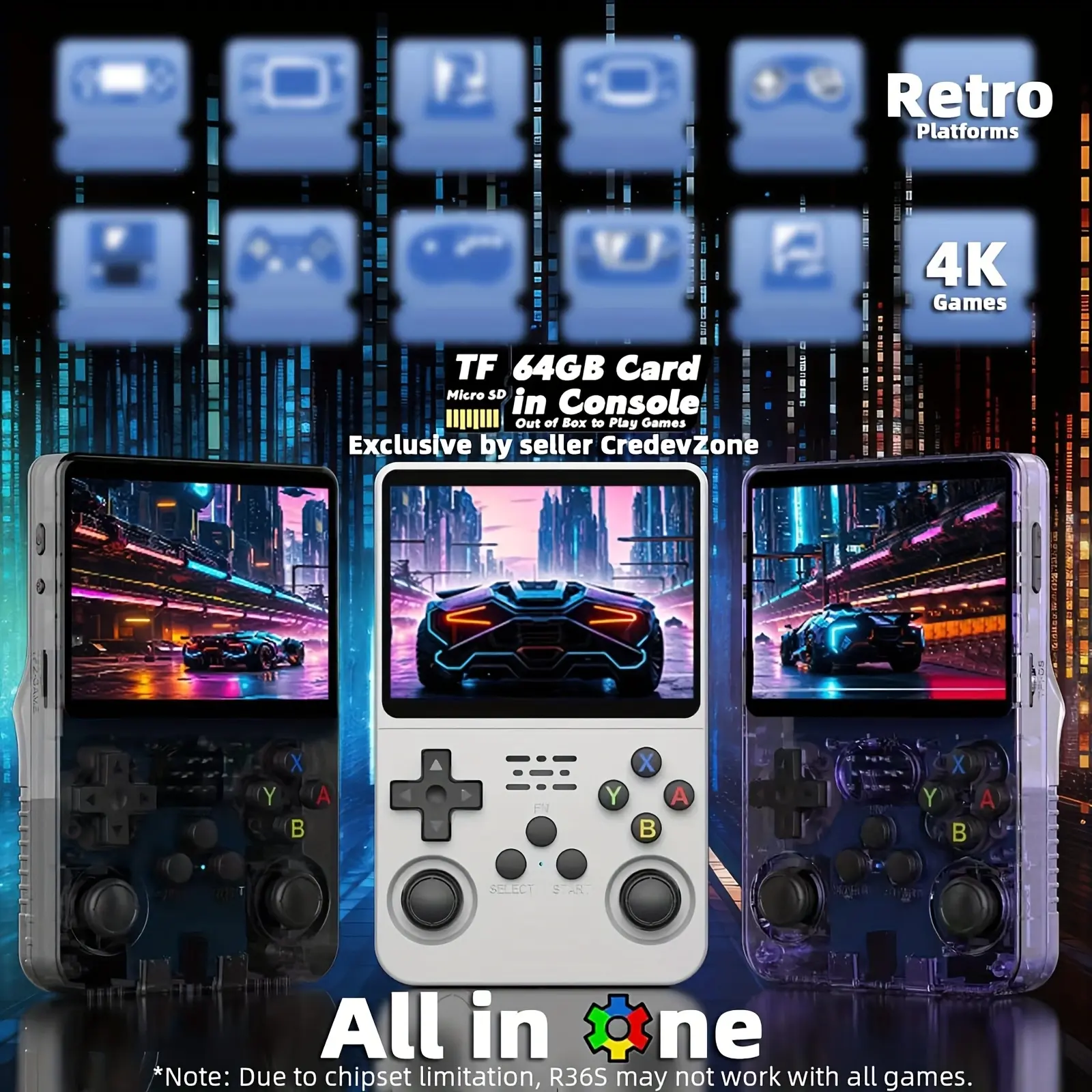Retro Platforms R36S 3.5-inch IPS HD Screen Portable Video Game System with 64GB Storage & 3500mAh Battery Dual 3D Joysticks Linux OS Ideal Gift for Adults Gamers Travel Entertainment