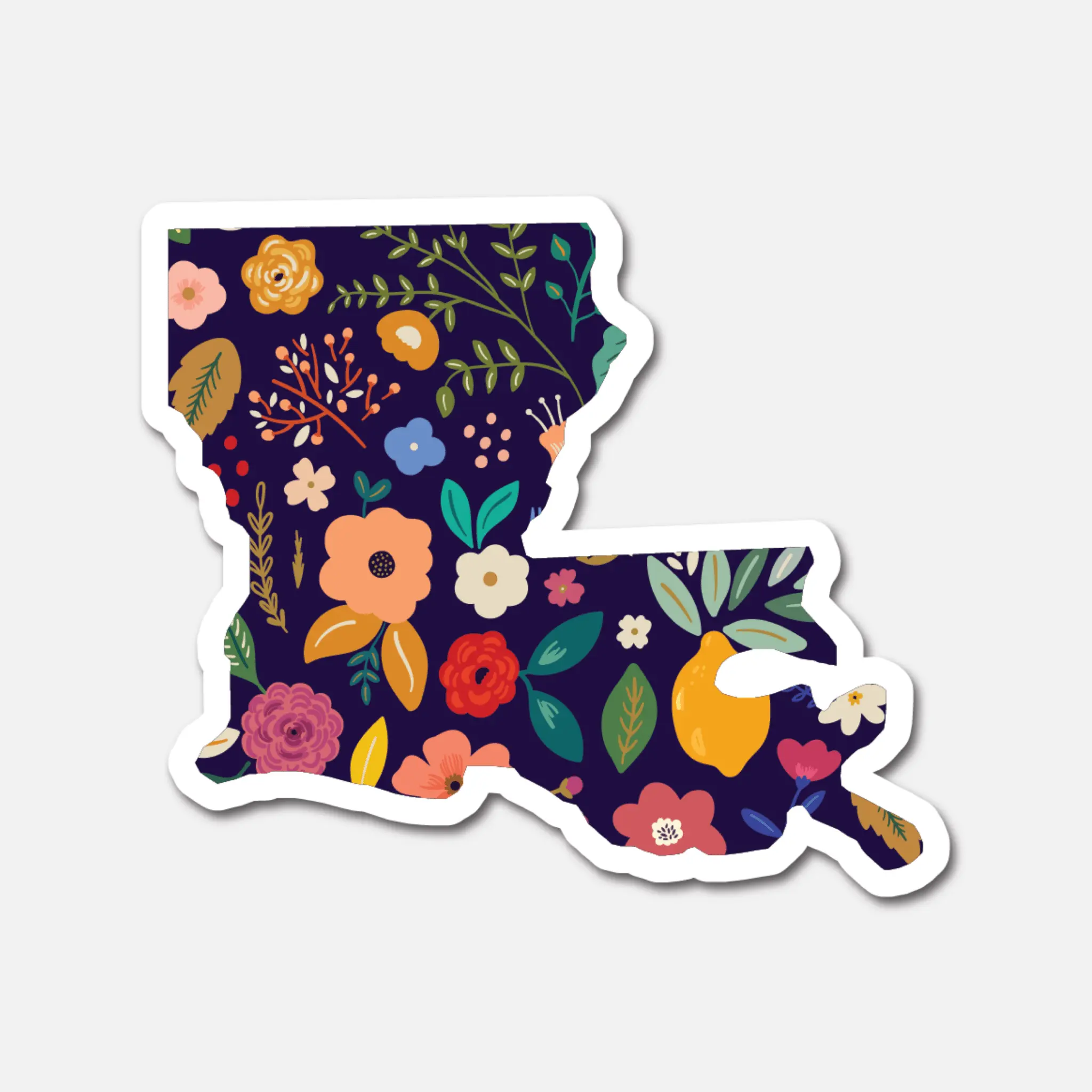 Louisiana Navy Floral State Sticker vinyl sticker