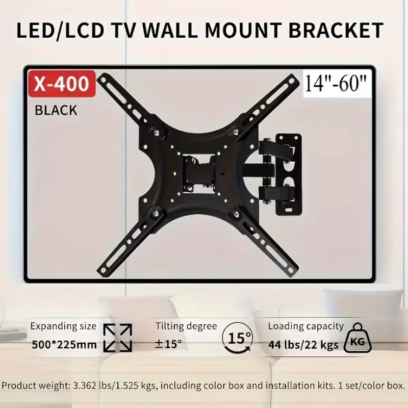 Adjustable Full Motion TV Wall Mount for 32-55 Inch Television, Multifunctional TV Mount Stand with Swivel and Tilt, Full Motion Bracket with Articulating Arms, Rotating TV Stand, TV Stand Furniture