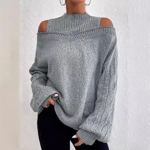 Women's Sweater Long Sleeve Half Turtleneck Pullover Loose Fit Autumn Winter