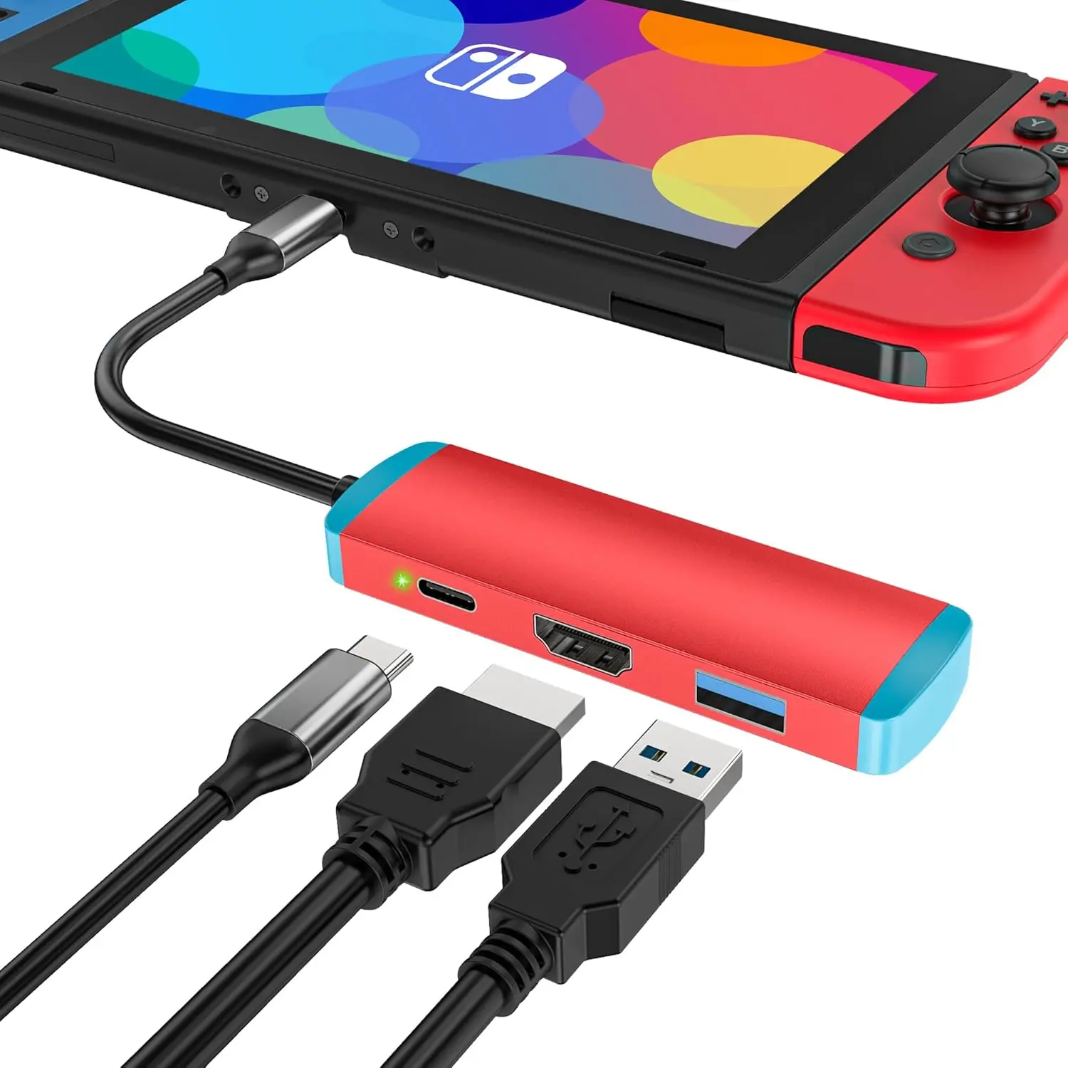 USB C to HDMI Adapter for Switch and Steam Deck,Replacement for Official Switch Dock,USB C Docking Station with 4K@60Hz HDMI Port/Type C Port/USB 3.0 Port/1000M LAN